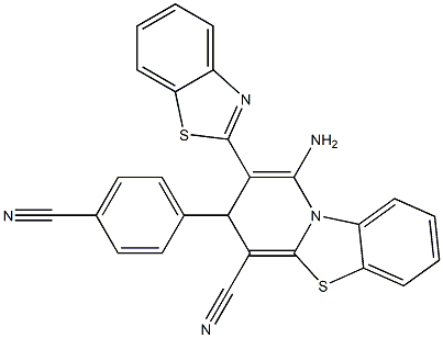 1-amino-2-(1,3-benzothiazol-2-yl)-3-(4-cyanophenyl)-3H-benzo[d]pyrido[2,1-b][1,3]thiazole-4-carbonitrile Structure