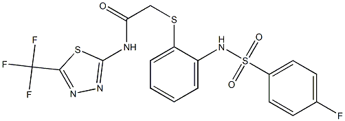 2-[(2-{[(4-fluorophenyl)sulfonyl]amino}phenyl)sulfanyl]-N-[5-(trifluoromethyl)-1,3,4-thiadiazol-2-yl]acetamide Structure