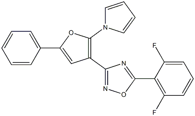 5-(2,6-difluorophenyl)-3-[5-phenyl-2-(1H-pyrrol-1-yl)-3-furyl]-1,2,4-oxadiazole Structure