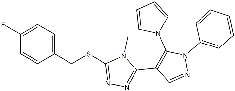 4-fluorobenzyl 4-methyl-5-[1-phenyl-5-(1H-pyrrol-1-yl)-1H-pyrazol-4-yl]-4H-1,2,4-triazol-3-yl sulfide Structure