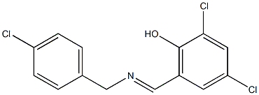 2,4-dichloro-6-{[(4-chlorobenzyl)imino]methyl}phenol Structure