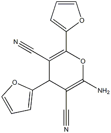 2-amino-4,6-di(2-furyl)-4H-pyran-3,5-dicarbonitrile Structure