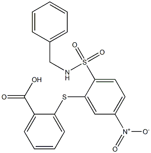 2-({2-[(benzylamino)sulfonyl]-5-nitrophenyl}thio)benzoic acid 구조식 이미지