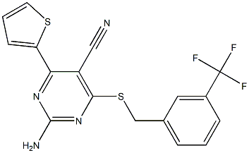 2-amino-4-(2-thienyl)-6-{[3-(trifluoromethyl)benzyl]sulfanyl}-5-pyrimidinecarbonitrile Structure