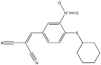 2-{[4-(cyclohexylsulfanyl)-3-nitrophenyl]methylene}malononitrile 구조식 이미지