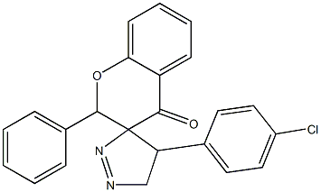 4',5'-dihydro-4'-(4-chlorophenyl)-2-phenyl-spiro[2H-1-benzopyran-3(4H),3'-[3H]pyrazol]-4-one 구조식 이미지