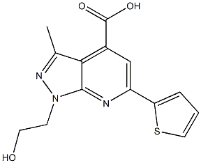 1-(2-hydroxyethyl)-3-methyl-6-(thiophen-2-yl)-1H-pyrazolo[3,4-b]pyridine-4-carboxylic acid 구조식 이미지