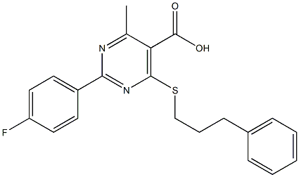 2-(4-fluorophenyl)-4-methyl-6-[(3-phenylpropyl)thio]pyrimidine-5-carboxylic acid Structure