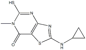 2-(cyclopropylamino)-5-mercapto-6-methyl[1,3]thiazolo[4,5-d]pyrimidin-7(6H)-one 구조식 이미지