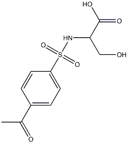 2-[(4-acetylbenzene)sulfonamido]-3-hydroxypropanoic acid Structure