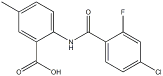 2-[(4-chloro-2-fluorobenzene)amido]-5-methylbenzoic acid 구조식 이미지