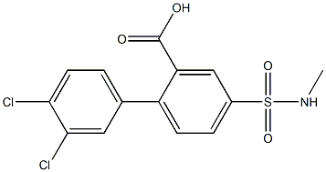 3',4'-dichloro-4-[(methylamino)sulfonyl]-1,1'-biphenyl-2-carboxylic acid 구조식 이미지