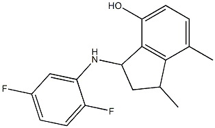 3-[(2,5-difluorophenyl)amino]-1,7-dimethyl-2,3-dihydro-1H-inden-4-ol 구조식 이미지