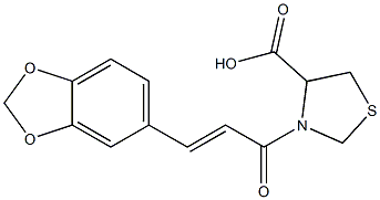 3-[3-(2H-1,3-benzodioxol-5-yl)prop-2-enoyl]-1,3-thiazolidine-4-carboxylic acid 구조식 이미지