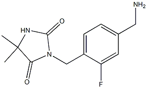 3-{[4-(aminomethyl)-2-fluorophenyl]methyl}-5,5-dimethylimidazolidine-2,4-dione Structure
