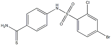 4-[(4-bromo-2-chlorobenzene)sulfonamido]benzene-1-carbothioamide 구조식 이미지