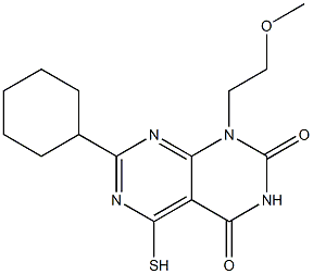 7-cyclohexyl-5-mercapto-1-(2-methoxyethyl)pyrimido[4,5-d]pyrimidine-2,4(1H,3H)-dione 구조식 이미지