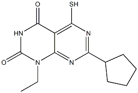 7-cyclopentyl-1-ethyl-5-mercaptopyrimido[4,5-d]pyrimidine-2,4(1H,3H)-dione 구조식 이미지
