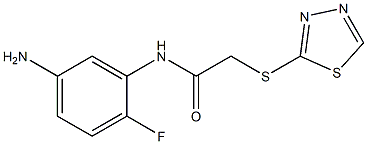 N-(5-amino-2-fluorophenyl)-2-(1,3,4-thiadiazol-2-ylsulfanyl)acetamide 구조식 이미지