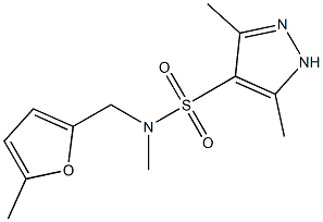 N,3,5-trimethyl-N-[(5-methyl-2-furyl)methyl]-1H-pyrazole-4-sulfonamide 구조식 이미지