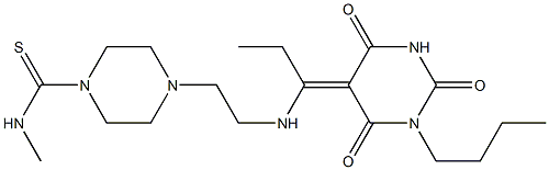 4-[2-[1-(1-butyl-2,4,6-trioxo-1,3-diazinan-5-ylidene)propylamino]ethyl]-N-methyl-piperazine-1-carbothioamide 구조식 이미지