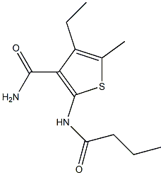 2-(butyrylamino)-4-ethyl-5-methyl-3-thiophenecarboxamide Structure