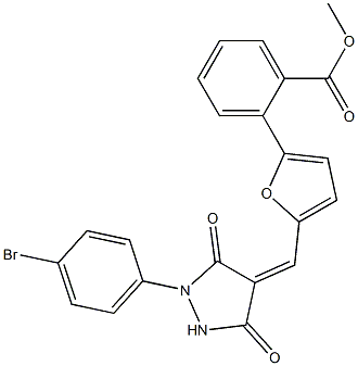 methyl 2-(5-{[1-(4-bromophenyl)-3,5-dioxo-4-pyrazolidinylidene]methyl}-2-furyl)benzoate Structure