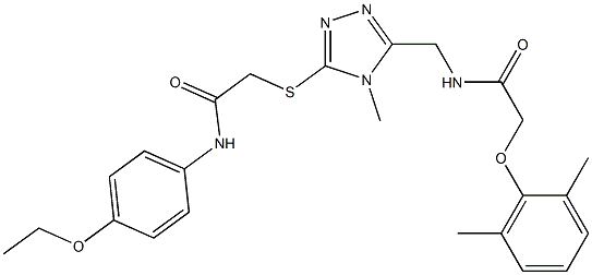 2-(2,6-dimethylphenoxy)-N-[(5-{[2-(4-ethoxyanilino)-2-oxoethyl]sulfanyl}-4-methyl-4H-1,2,4-triazol-3-yl)methyl]acetamide 구조식 이미지