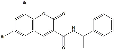 6,8-dibromo-2-oxo-N-(1-phenylethyl)-2H-chromene-3-carboxamide Structure