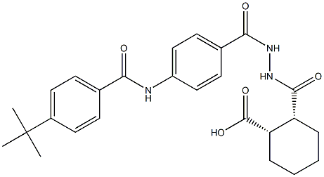 (1S,2R)-2-{[2-(4-{[4-(tert-butyl)benzoyl]amino}benzoyl)hydrazino]carbonyl}cyclohexanecarboxylic acid 구조식 이미지