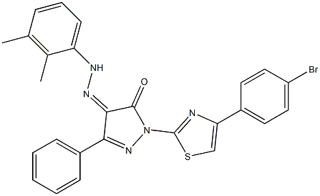 1-[4-(4-bromophenyl)-1,3-thiazol-2-yl]-3-phenyl-1H-pyrazole-4,5-dione 4-[N-(2,3-dimethylphenyl)hydrazone] Structure