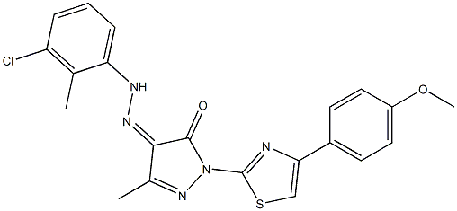 1-[4-(4-methoxyphenyl)-1,3-thiazol-2-yl]-3-methyl-1H-pyrazole-4,5-dione 4-[N-(3-chloro-2-methylphenyl)hydrazone] 구조식 이미지