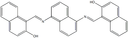 1-{[(5-{[(E)-(2-hydroxy-1-naphthyl)methylidene]amino}-1-naphthyl)imino]methyl}-2-naphthol 구조식 이미지