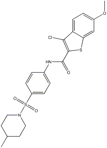 3-chloro-6-methoxy-N-{4-[(4-methyl-1-piperidinyl)sulfonyl]phenyl}-1-benzothiophene-2-carboxamide Structure