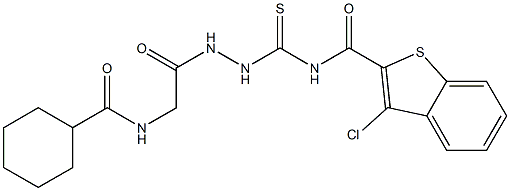 3-chloro-N-[(2-{2-[(cyclohexylcarbonyl)amino]acetyl}hydrazino)carbothioyl]-1-benzothiophene-2-carboxamide Structure