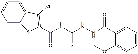 3-chloro-N-{[2-(2-methoxybenzoyl)hydrazino]carbothioyl}-1-benzothiophene-2-carboxamide 구조식 이미지