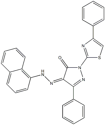 3-phenyl-1-(4-phenyl-1,3-thiazol-2-yl)-1H-pyrazole-4,5-dione 4-[N-(1-naphthyl)hydrazone] 구조식 이미지