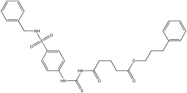 3-phenylpropyl 5-[({4-[(benzylamino)sulfonyl]anilino}carbothioyl)amino]-5-oxopentanoate 구조식 이미지