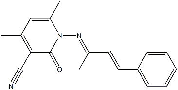 4,6-dimethyl-1-{[(E,2E)-1-methyl-3-phenyl-2-propenylidene]amino}-2-oxo-1,2-dihydro-3-pyridinecarbonitrile Structure