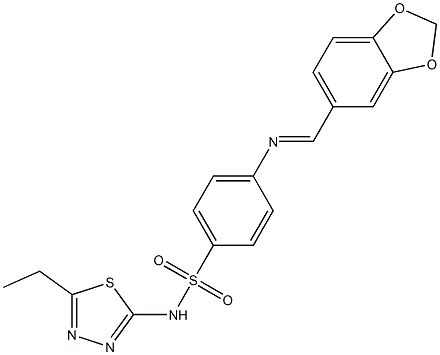 4-{[(E)-1,3-benzodioxol-5-ylmethylidene]amino}-N-(5-ethyl-1,3,4-thiadiazol-2-yl)benzenesulfonamide Structure