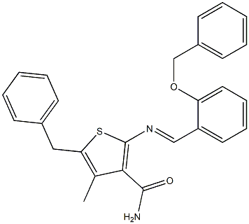 5-benzyl-2-({(E)-[2-(benzyloxy)phenyl]methylidene}amino)-4-methyl-3-thiophenecarboxamide Structure