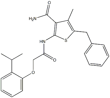 5-benzyl-2-{[2-(2-isopropylphenoxy)acetyl]amino}-4-methyl-3-thiophenecarboxamide 구조식 이미지