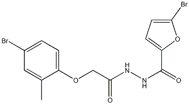 5-bromo-N'-[2-(4-bromo-2-methylphenoxy)acetyl]-2-furohydrazide 구조식 이미지