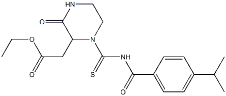 ethyl 2-(1-{[(4-isopropylbenzoyl)amino]carbothioyl}-3-oxo-2-piperazinyl)acetate Structure