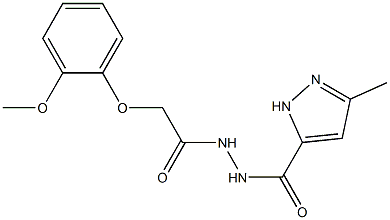 N'-[2-(2-methoxyphenoxy)acetyl]-3-methyl-1H-pyrazole-5-carbohydrazide 구조식 이미지