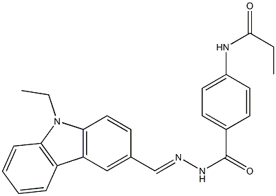 N-[4-({2-[(E)-(9-ethyl-9H-carbazol-3-yl)methylidene]hydrazino}carbonyl)phenyl]propanamide Structure