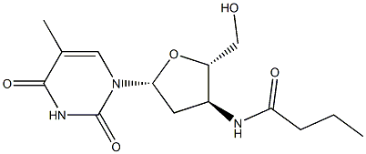 5-Methyl-3'-[butanoylamino]-2',3'-dideoxyuridine 구조식 이미지