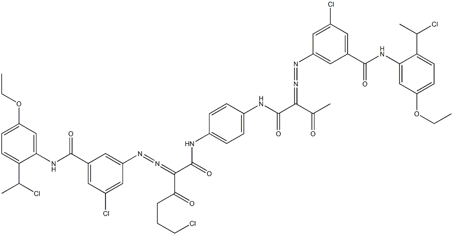 3,3'-[2-(2-Chloroethyl)-1,4-phenylenebis[iminocarbonyl(acetylmethylene)azo]]bis[N-[2-(1-chloroethyl)-5-ethoxyphenyl]-5-chlorobenzamide] 구조식 이미지