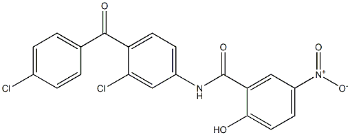 2-Hydroxy-5-nitro-N-[3-chloro-4-(4-chlorobenzoyl)phenyl]benzamide 구조식 이미지