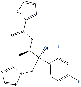 N-[(1R,2R)-2-(2,4-Difluorophenyl)-2-hydroxy-1-methyl-3-(1H-1,2,4-triazol-1-yl)propyl]furan-2-carboxamide 구조식 이미지